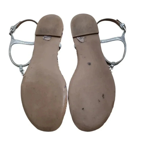 Tory Burch Marion Confetti Quilted T-Strap Sandal, Silver - Picture 6 of 8